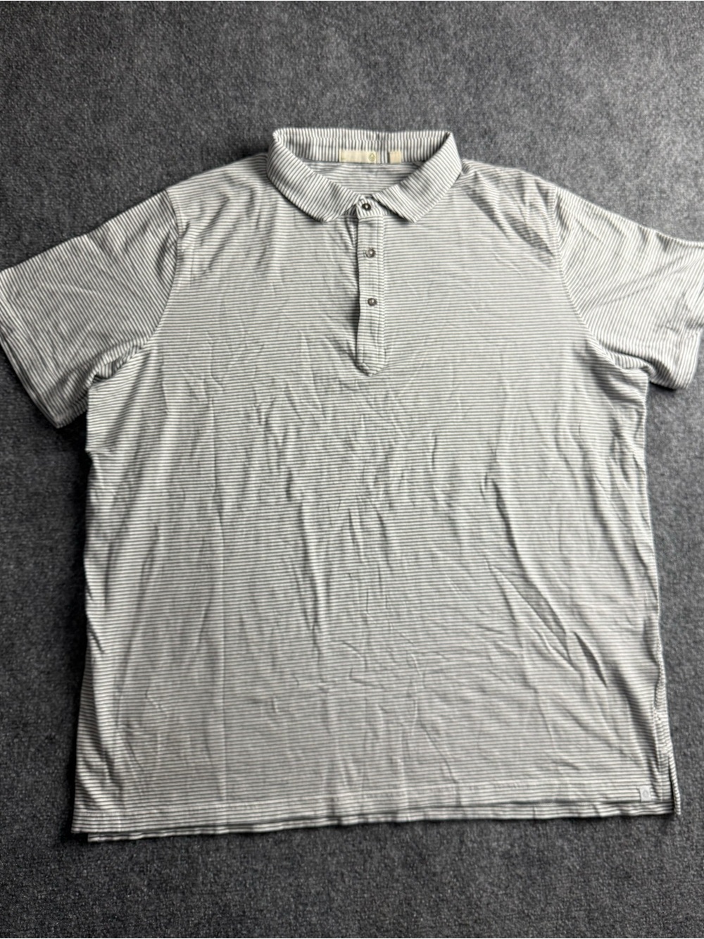 Tasc Men's XXL organic cotton Lightweight Grey Striped Polo Shirt